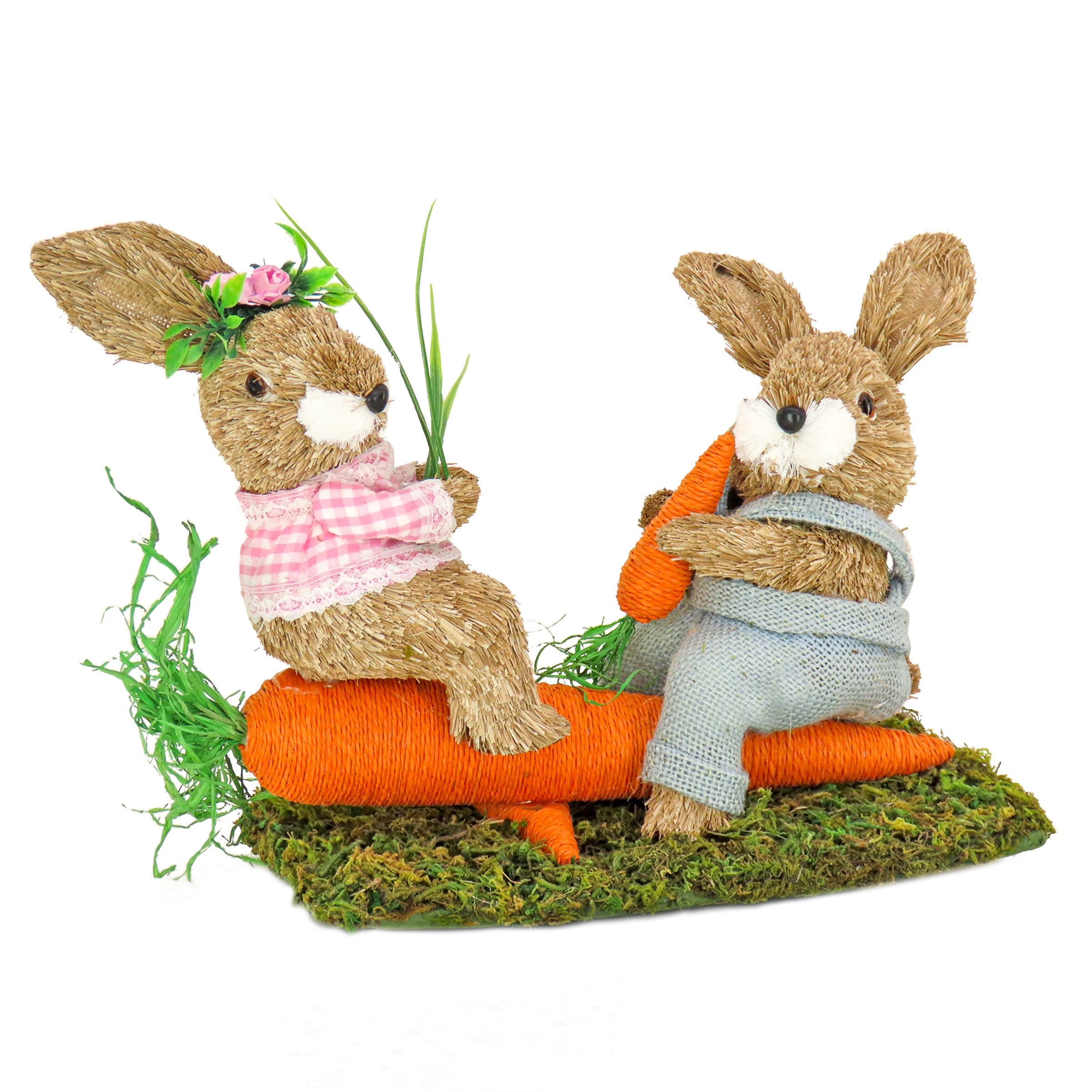 National Tree Company 14" Two Easter Bunnies on Carrot Seesaw Wayfair